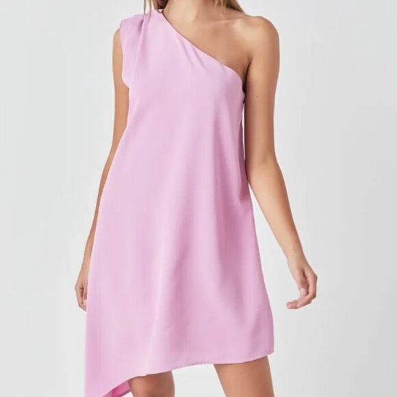 NEW-Endless Rose x Anthropologie Asymmetrical Mini Dress - Peony - Medium - Picture 1 of 13